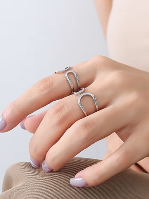 Steel open ring Titanium Steel Geometric Minimalist Stackable Ring