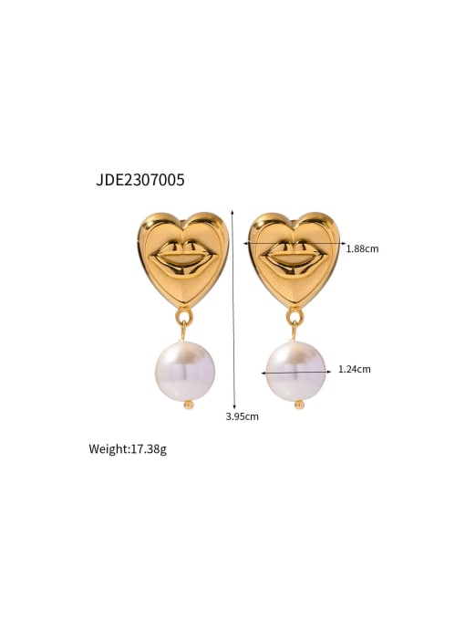 J&D Stainless steel Imitation Pearl Heart Trend Stud Earring 4