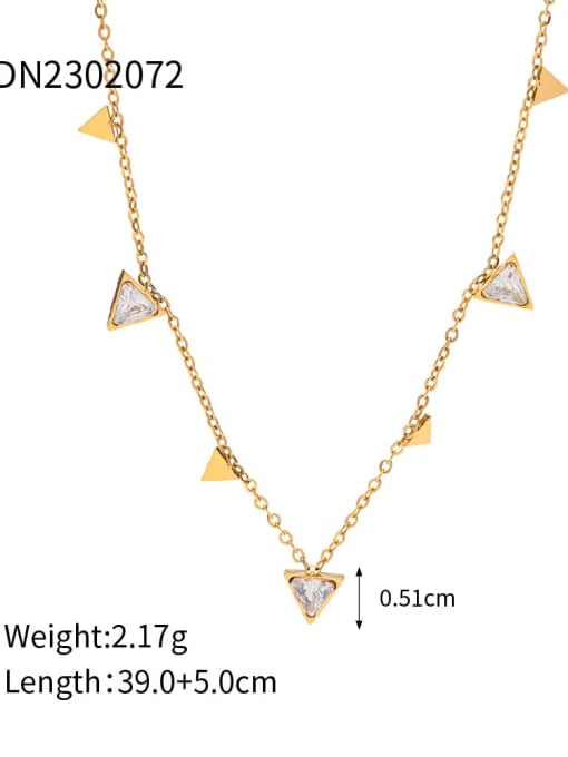 JDN2302072 Stainless steel Cubic Zirconia Triangle Vintage Necklace