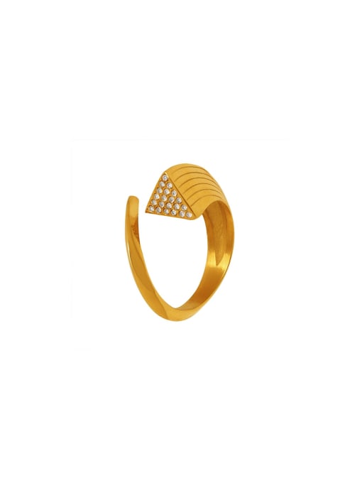 MAKA Titanium Steel Cubic Zirconia Geometric Dainty Band Ring 0