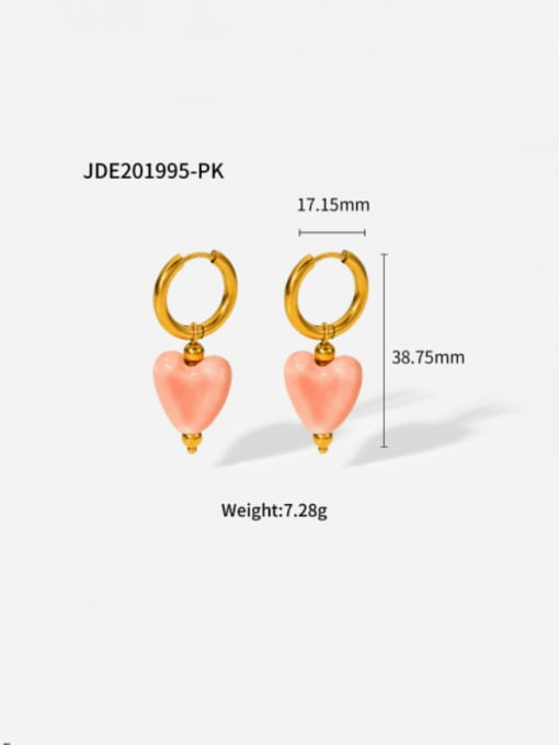 JDE201995 PK Stainless steel Enamel Heart Vintage Huggie Earring