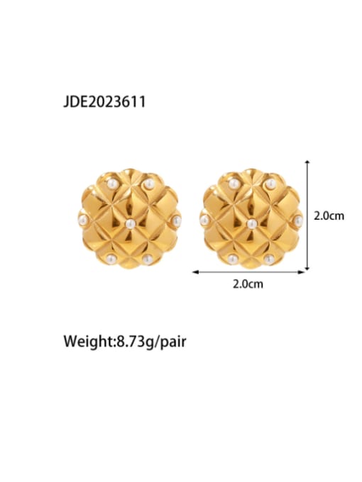 J&D Stainless steel Imitation Pearl Geometric Minimalist Stud Earring 2