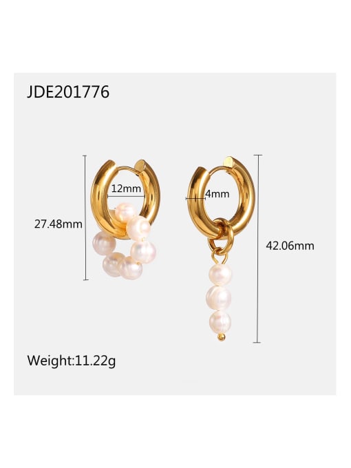 JDE201776 Stainless steel Freshwater Pearl Tassel Trend Huggie Earring