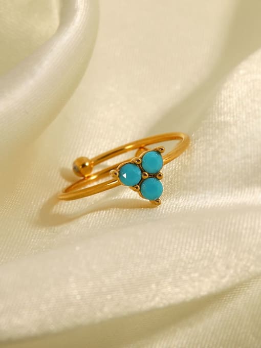 J&D Stainless steel Turquoise Geometric Vintage Band Ring 2