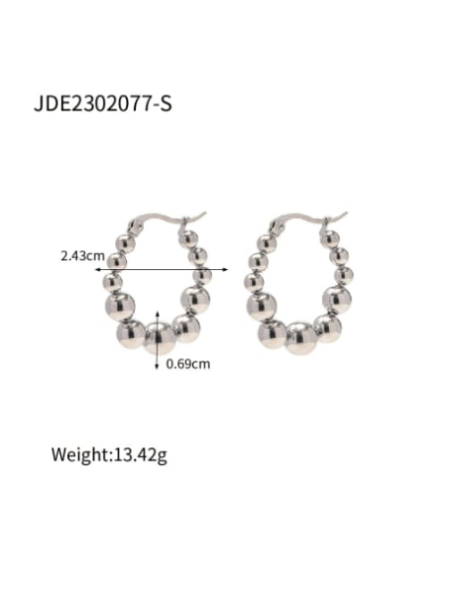 J&D Stainless steel Bead Geometric Vintage Huggie Earring 2