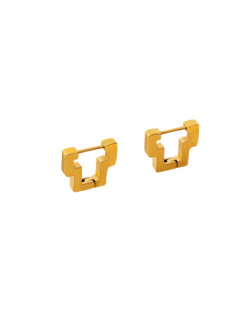 F624 gold concave convex Earrings Titanium Steel Geometric Vintage Huggie Earring