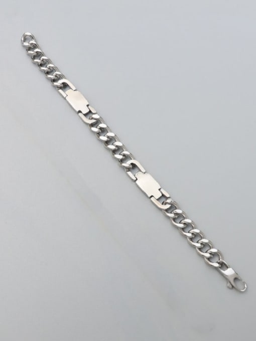 Steel color Bracelet 17cm Titanium 316L Stainless Steel Geometric Chain Artisan Link Bracelet with e-coated waterproof