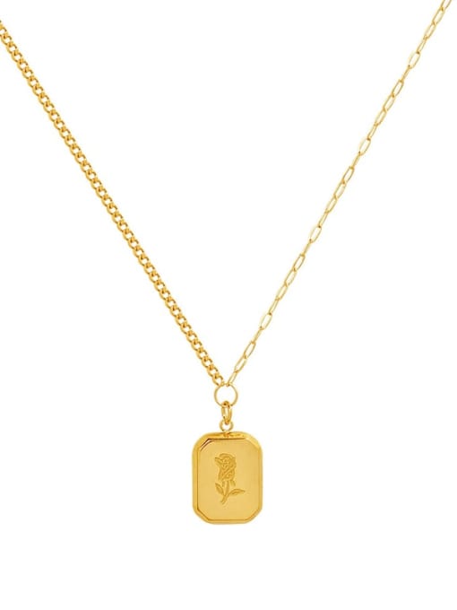 P141 gold rose necklace Titanium Steel Geometric Minimalist Necklace