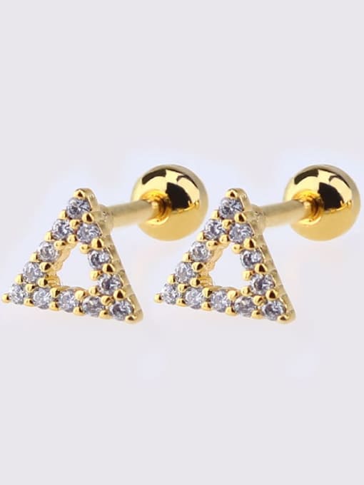 Golden Triangle Earrings Brass Cubic Zirconia Heart Dainty Single Earring