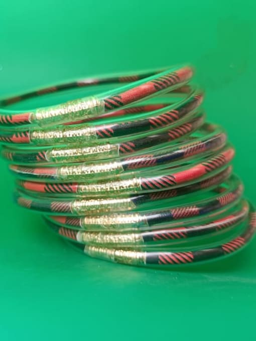 Striped Red PVC Silicone Tube Gold Powder Bracelet, Jelly Bangles Bracelet, Cross-Border 9 in a Group