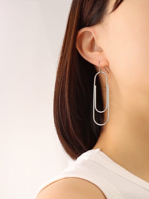 F208 钢色耳环 Titanium Steel Geometric Minimalist Hook Earring