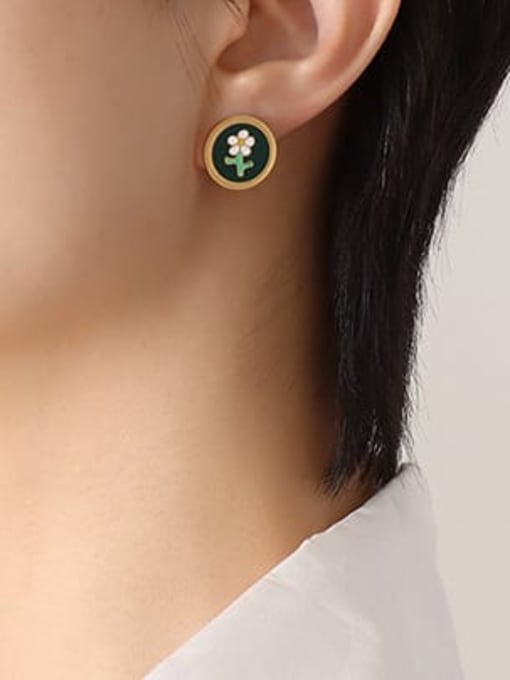 F632 Gold Earrings Titanium Steel Enamel Vintage Geometric Earring and Necklace Set