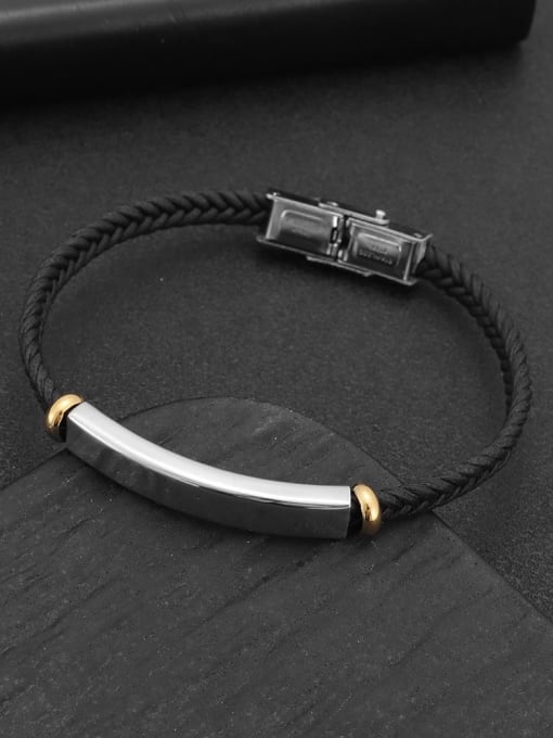 SM-Men's Jewelry Stainless steel Artificial Leather Geometric Minimalist Bracelet 2