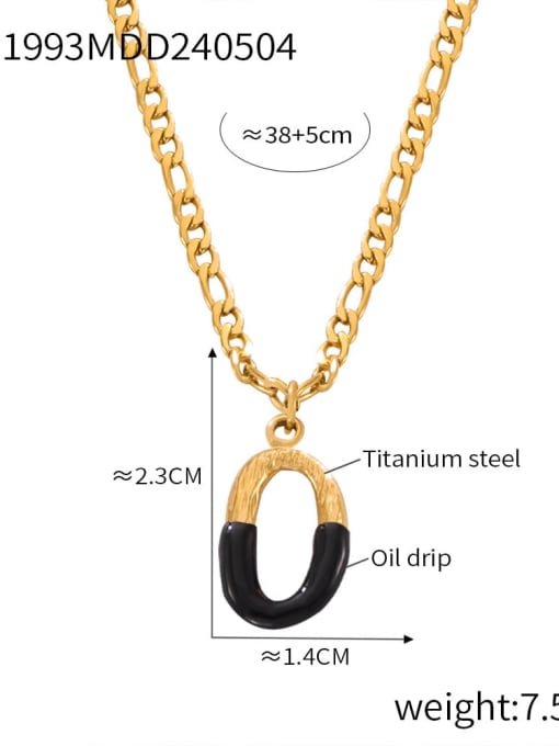P1993 Gold Black Necklace O Titanium Steel Letter Hip Hop Necklace