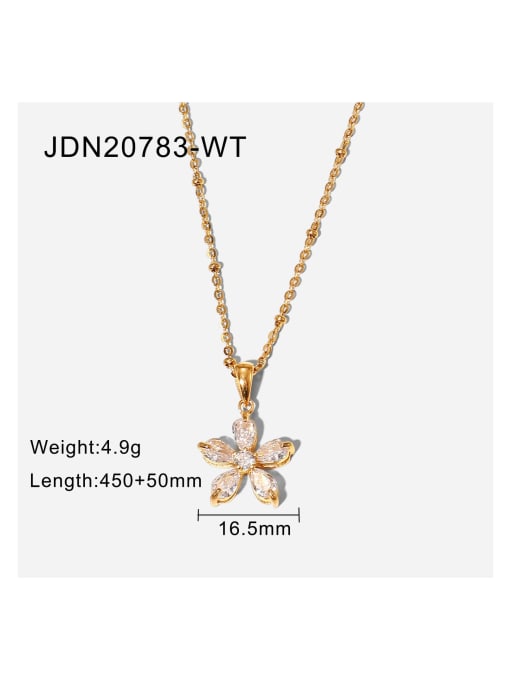 JDN20783 WT Stainless steel Cubic Zirconia Flower Trend Necklace