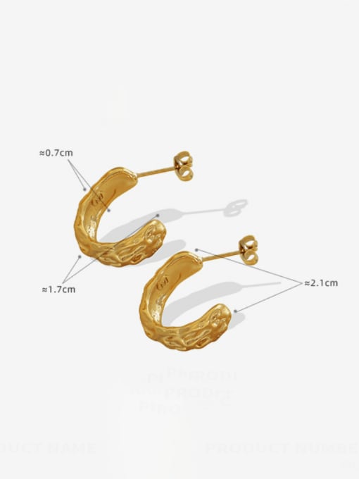 F027 Gold Earrings Titanium Steel Geometric Vintage C Shape Stud Earring