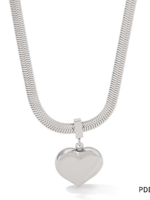 PDD033 steel color Stainless steel Heart Trend Cuban Necklace