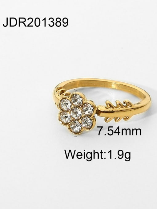 JDR201389 Stainless steel Cubic Zirconia Flower Dainty Band Ring