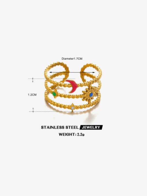 J$L  Steel Jewelry Stainless steel Enamel Moon Hip Hop Stackable Ring 2