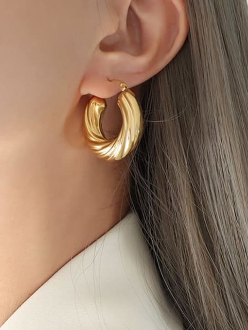 F270 Gold Earrings Titanium Steel Geometric Vintage Hoop Earring