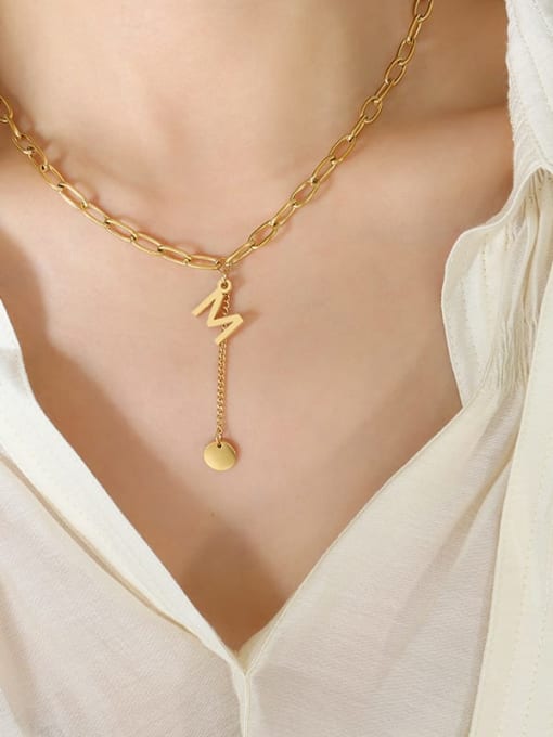 Gold necklace 40 +5cm Titanium Steel Letter Trend Lariat Necklace