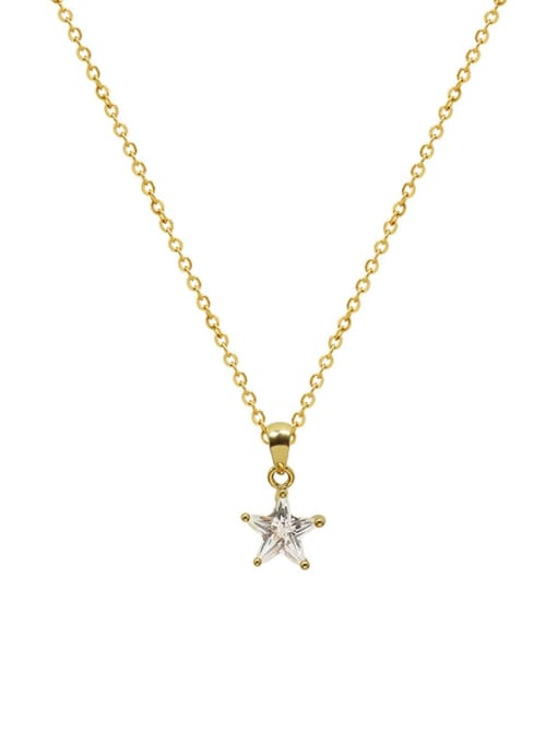 Gold Titanium 316L Stainless Steel Cubic Zirconia Star Minimalist Necklace with e-coated waterproof