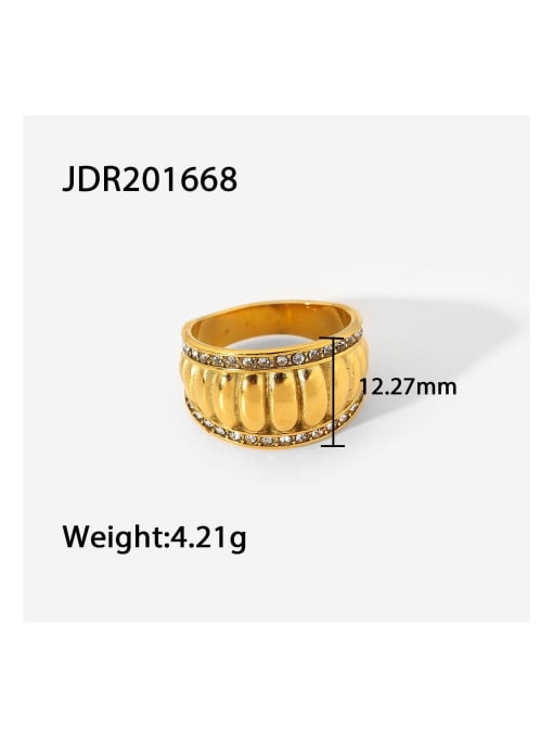 JDR201668 Stainless steel Cubic Zirconia Geometric Trend Band Ring