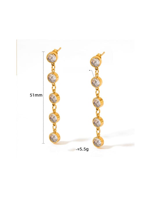 Clioro Stainless steel Cubic Zirconia Geometric Trend Threader Earring 1