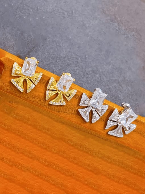 Clioro Brass Cubic Zirconia Butterfly Vintage Stud Earring 0