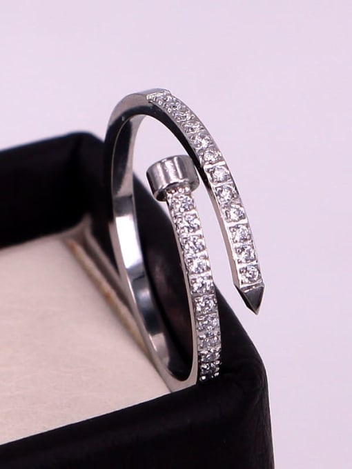 K.Love Titanium Steel Cubic Zirconia Geometric Minimalist Band Ring 4