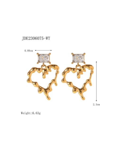 JDE2306075 WT Stainless steel Heart Minimalist Drop Earring
