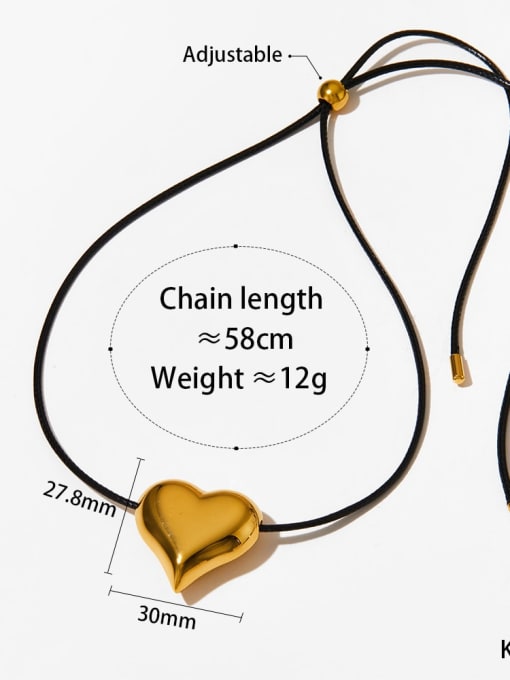 KDD900 Stainless steel Microfiber Leather Heart Trend Necklace