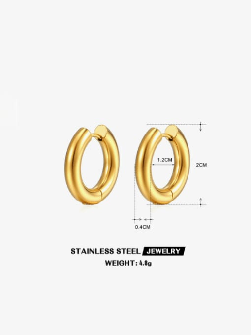 Gold earrings  4mm Stainless steel Geometric Hip Hop Huggie Earring
