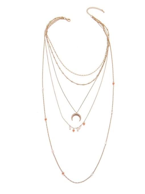 YAYACH Multilayer Long Crescent Alloy Necklace