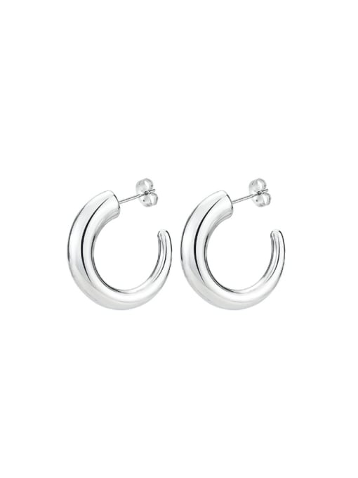 Steel color 25mm pair Stainless steel Geometric Minimalist Hoop Earring