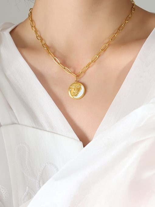 P1225 gold necklace (40 5cm) Titanium Steel Cubic Zirconia Geometric Trend Necklace