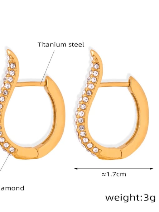 F981 Gold White Diamond Earrings Titanium Steel Cubic Zirconia Geometric Trend Stud Earring