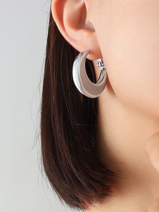 F231 3cm Steel Earrings pair Titanium Steel Geometric U Shape Minimalist Huggie Earring