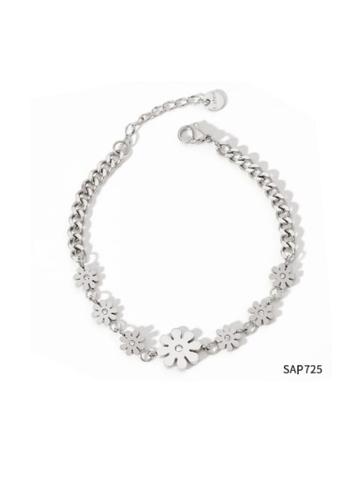Clioro Stainless steel Flower Minimalist Link Bracelet 2