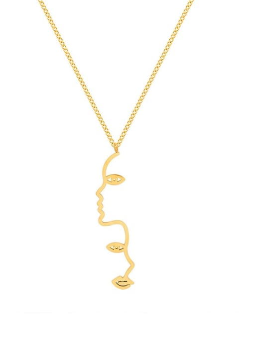 P086 gold necklace 55+ 5cm Titanium Steel Irregular Minimalist Necklace
