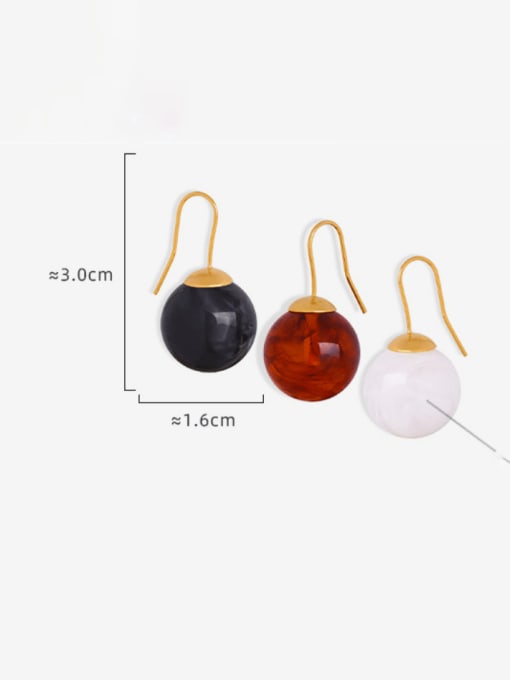MAKA Brass Resin Round  Bead Minimalist Hook Earring 3