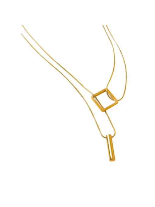 P770 gold double layer Necklace Titanium Steel Geometric Minimalist Multi Strand Necklace