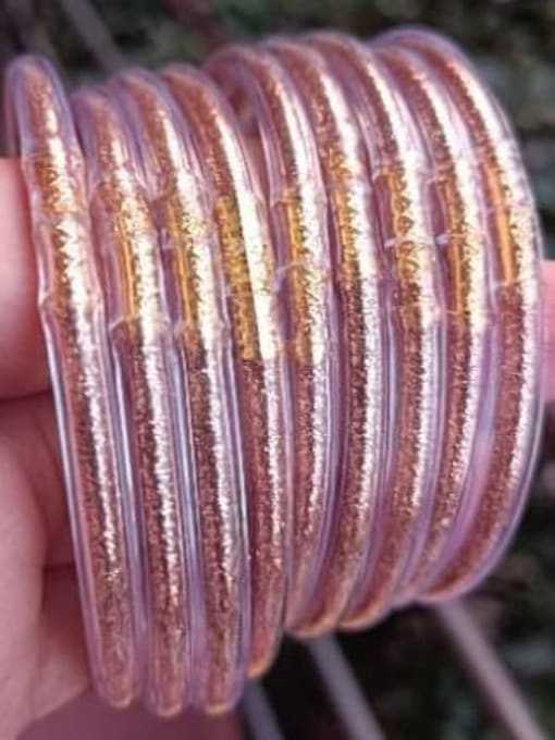 New Rose Gold PVC Silicone Tube Gold Powder Bracelet, Jelly Bangles Bracelet, Cross-Border 9 in a Group