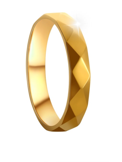 golden Titanium Steel Geometric Hip Hop Band Ring