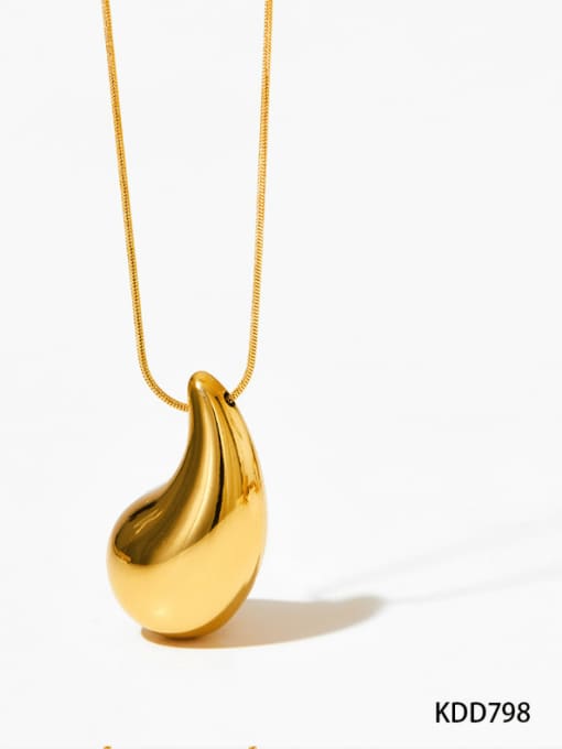 (Vertical) Large Gold KDD798 Stainless steel Water Drop Minimalist Necklace