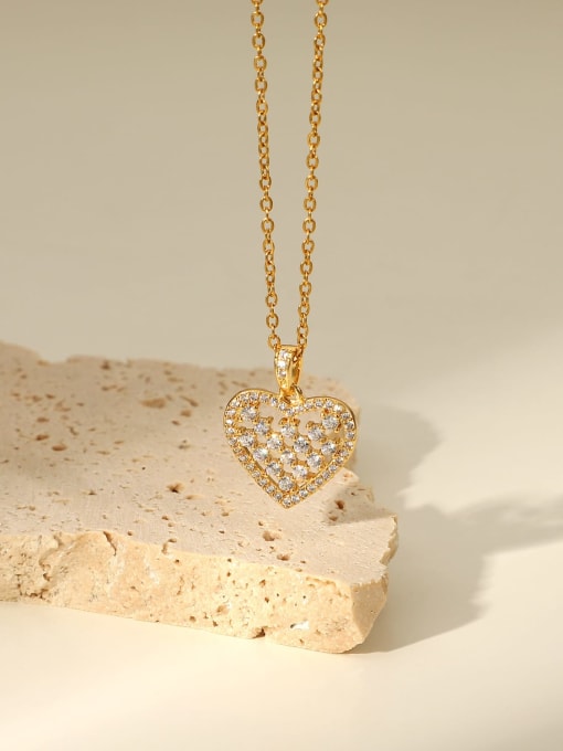 J&D Stainless steel Cubic Zirconia Heart Minimalist Necklace 3