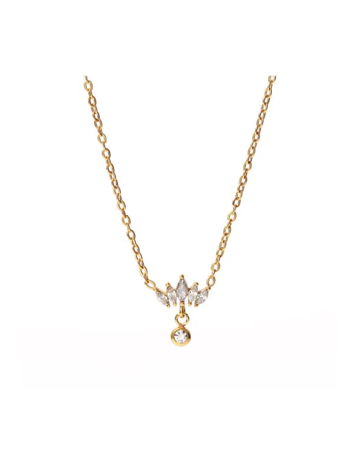 J&D Stainless steel Cubic Zirconia Crown Dainty Necklace 0