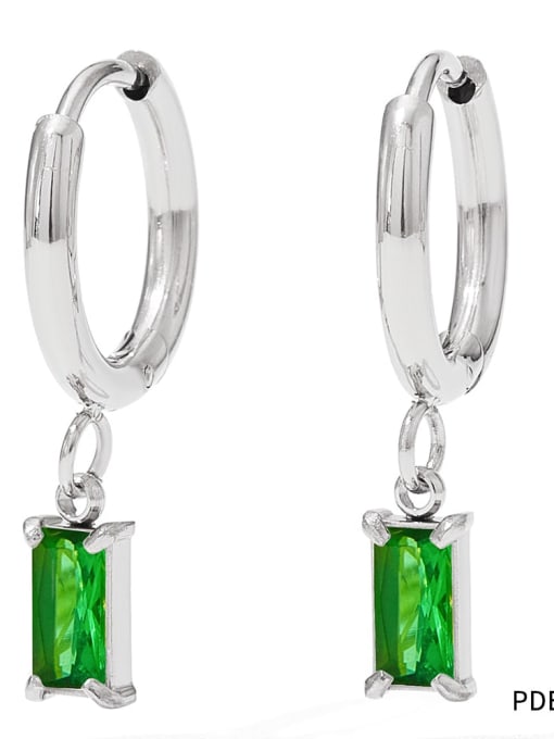PDE406 Green Zirconia Stainless steel Cubic Zirconia Geometric Dainty Stud Earring