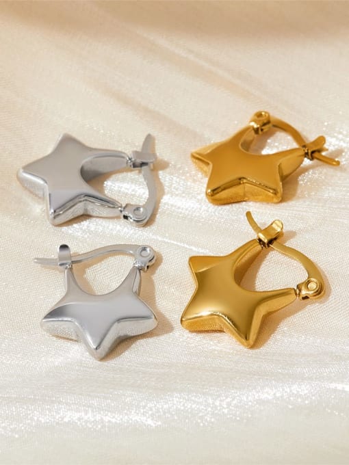 Clioro Stainless steel Pentagram Trend Stud Earring 2
