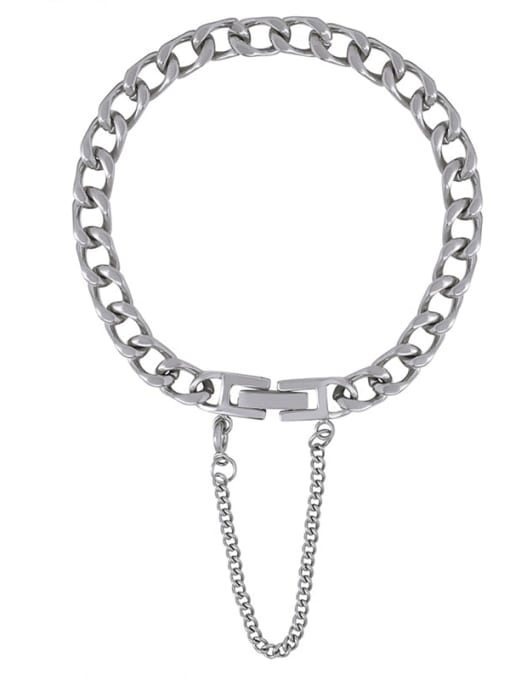 E244 Steel Bracelet 17cm Titanium Steel Hip Hop Geometric  Chain Bracelet and Necklace Set